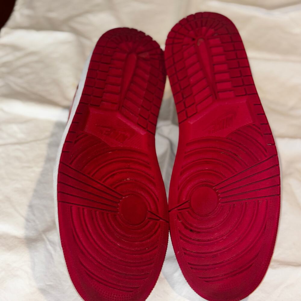 Nike Air Jordan 1 Low Cardinal Red White Mens 13 Leather Sneakers 553558 607 - Picture 5 of 13